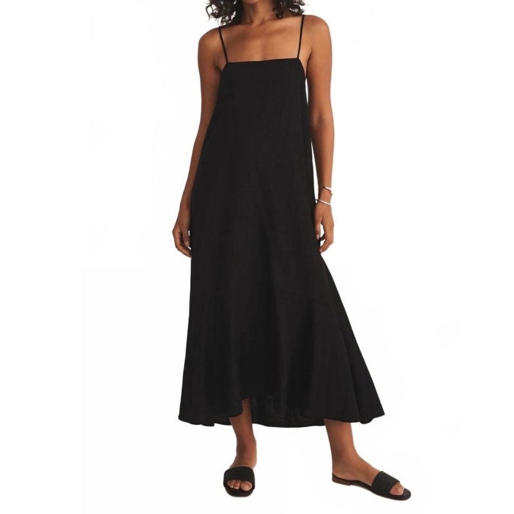Z Supply Coast Maxi Dress Womens S Black Boho Vacation Resort Beach